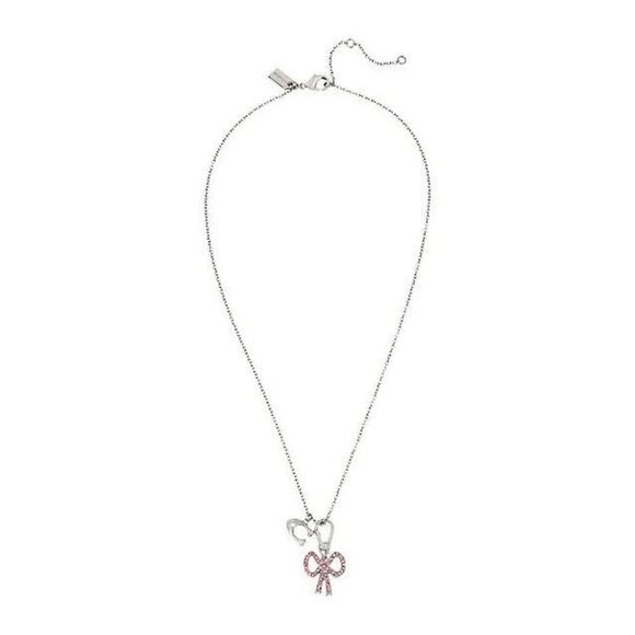 COACH Silvertone & Pink Swarovski Crystal Collectible Bow Charm - Picture 3 of 4